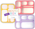6 Compartment Lunch Boxes Bento Box Lunchbox Set of 3 - Leakproof