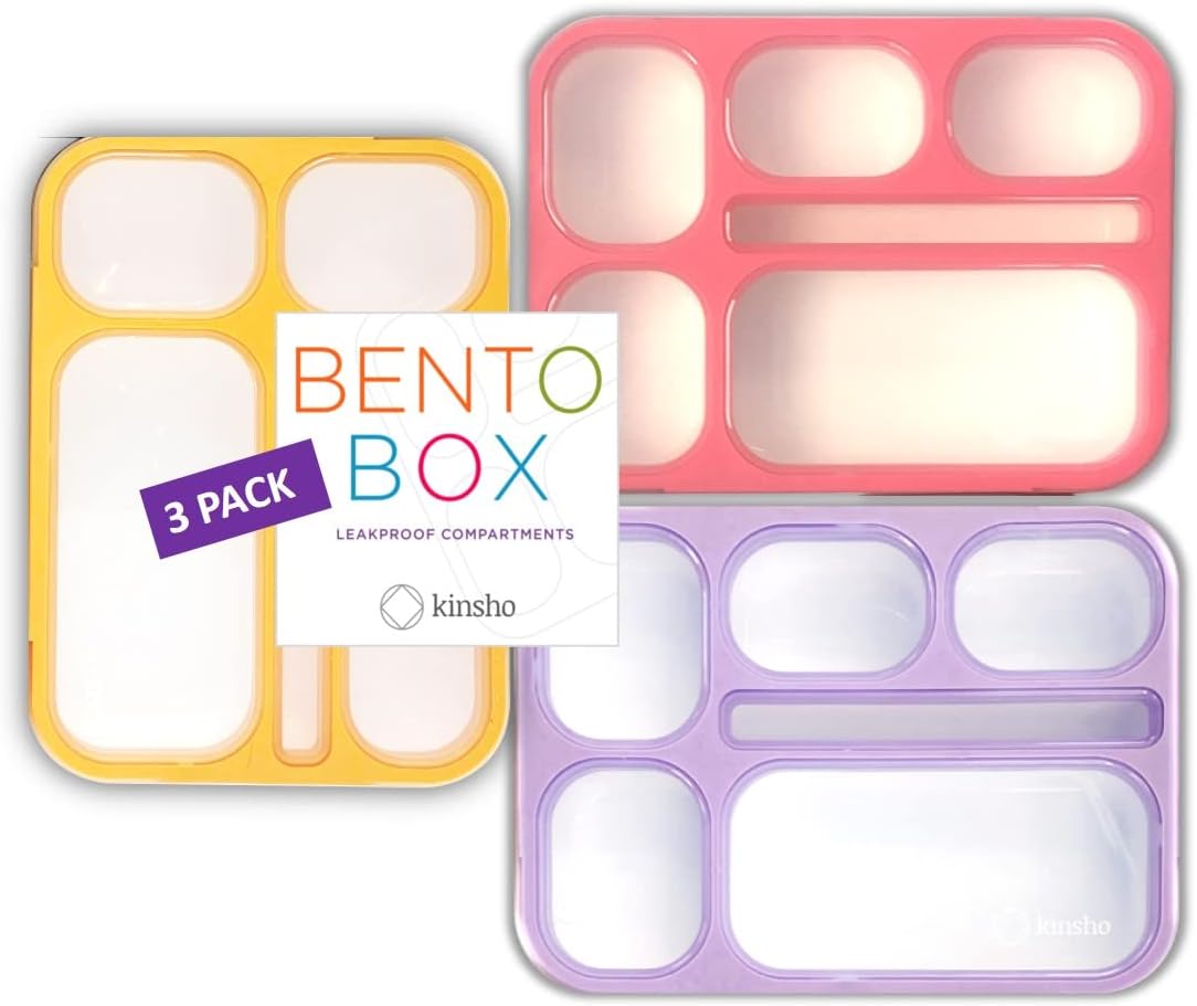6 Compartment Lunch Boxes for Kids and Adults - Set of 3