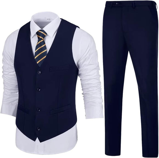 Mens Slim Fit 2 Piece Suit Set for Weddings and Formal Events