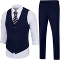 Mens Slim Fit 2 Piece Suit Set V-Neck Vest Pants - Slim Formal Fit