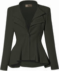 Women's Casual Work Peplum Blazer - Double Lapel Single Button Hybrid