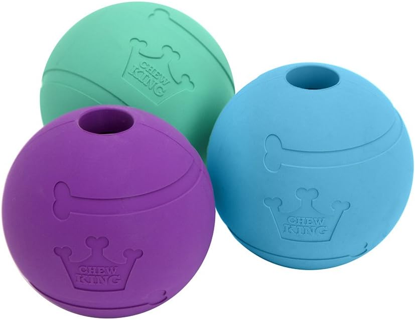 Chew King Durable Rubber Fetch Balls, 3-Pack