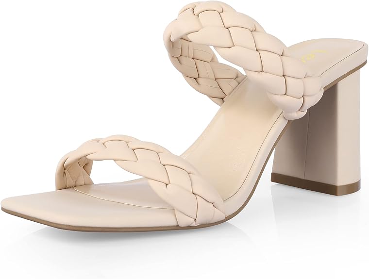 Leevar Braided Sandals for Women - Stylish Square Toe Heels