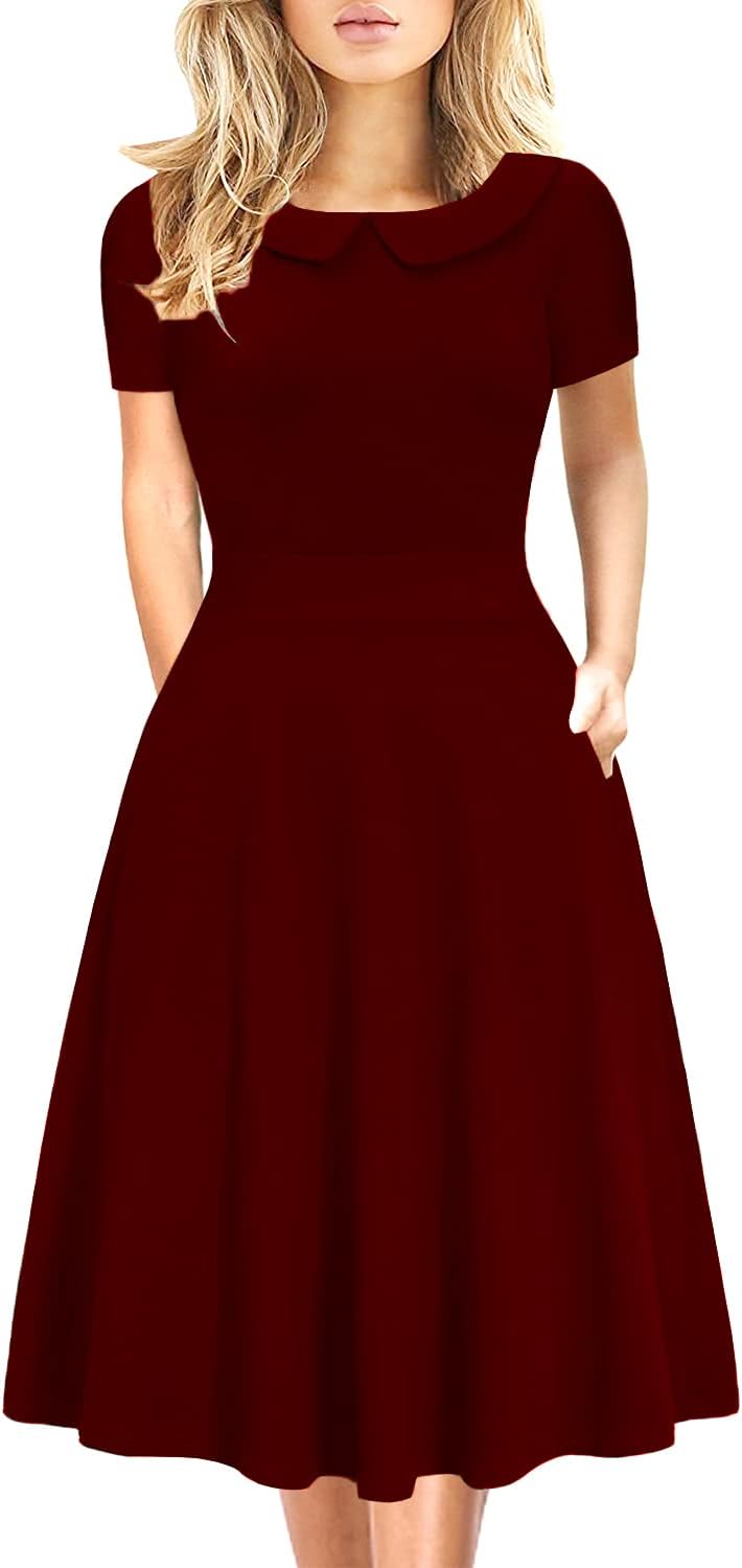 Elegant Vintage Floral Print A-Line Dress with Pockets