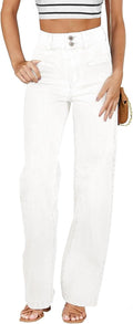 High Waisted Straight Leg Jeans - Comfortable Stretchy Wide Leg trendy