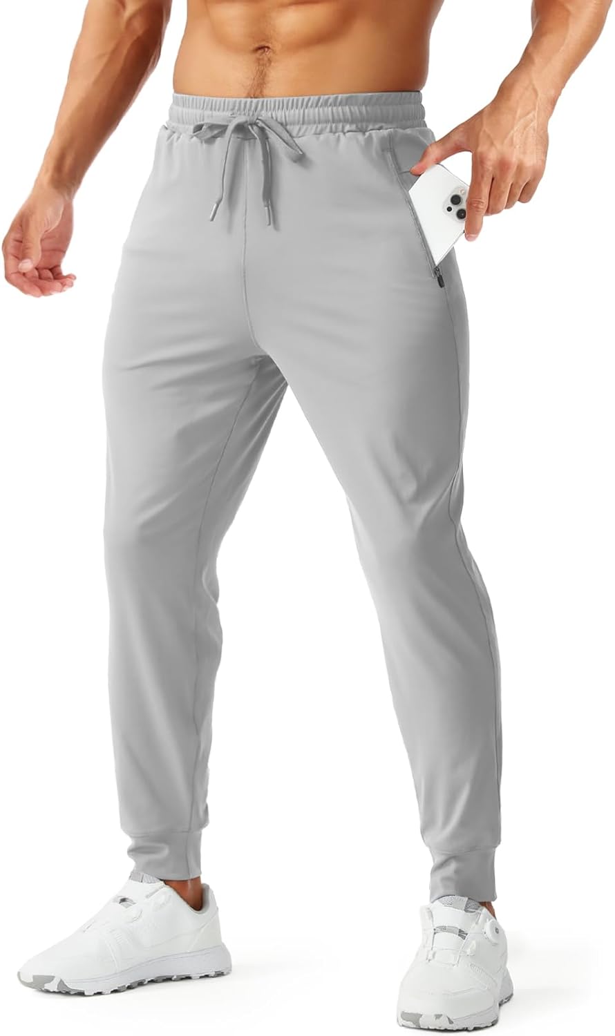 Aolesy Men's Lightweight Joggers: Zip Pockets, Stretchy & Soft
