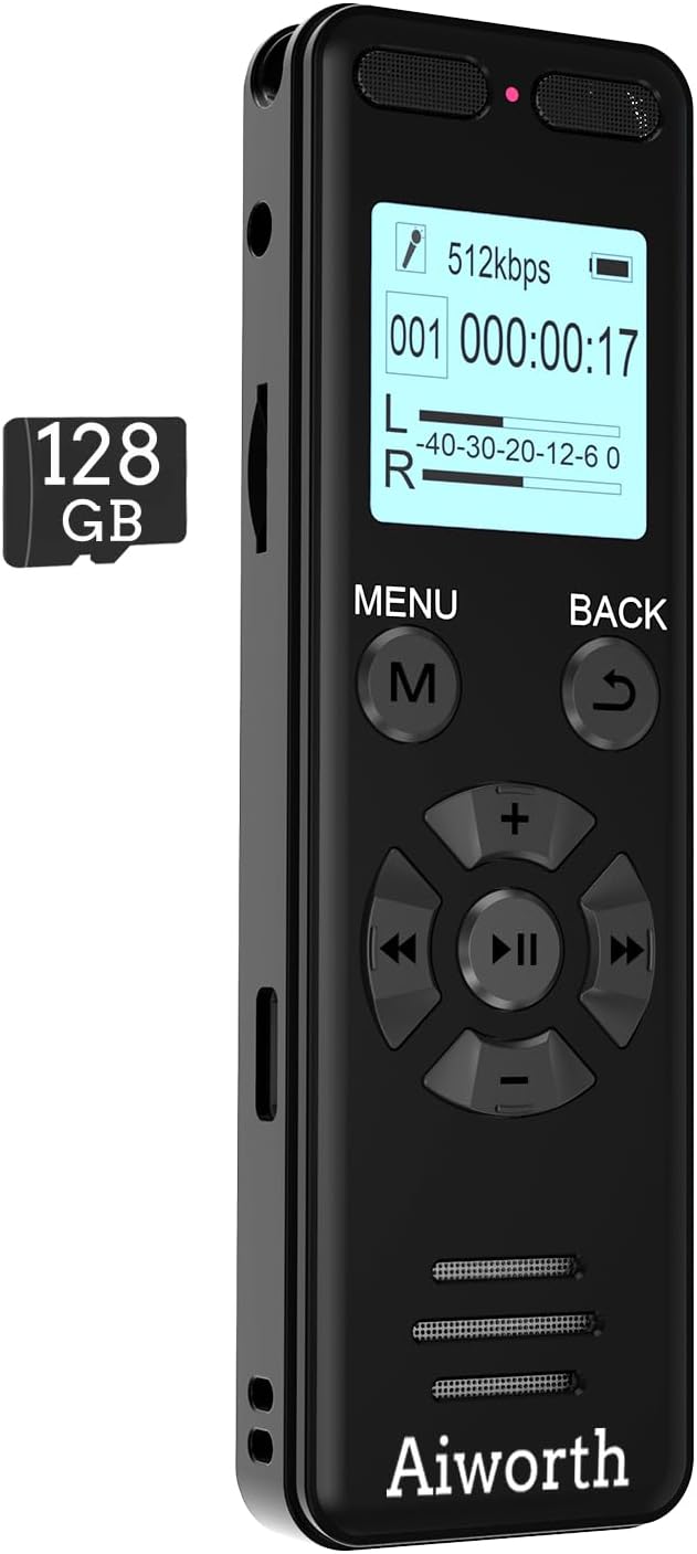 136GB Digital Voice Recorder with Voice Activation for Clarity