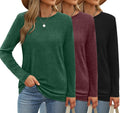 Womens 3 Pack Long Sleeve Crew Neck Shirts - Soft Everyday Basics