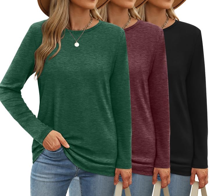 OFEEFAN Womens Long Sleeve Crew Neck Shirts for Fall Style