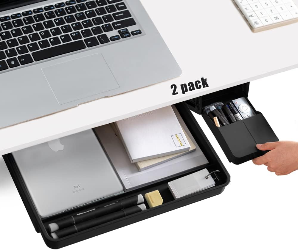 Effortless Under Desk Storage Solution - Dual Pack Black