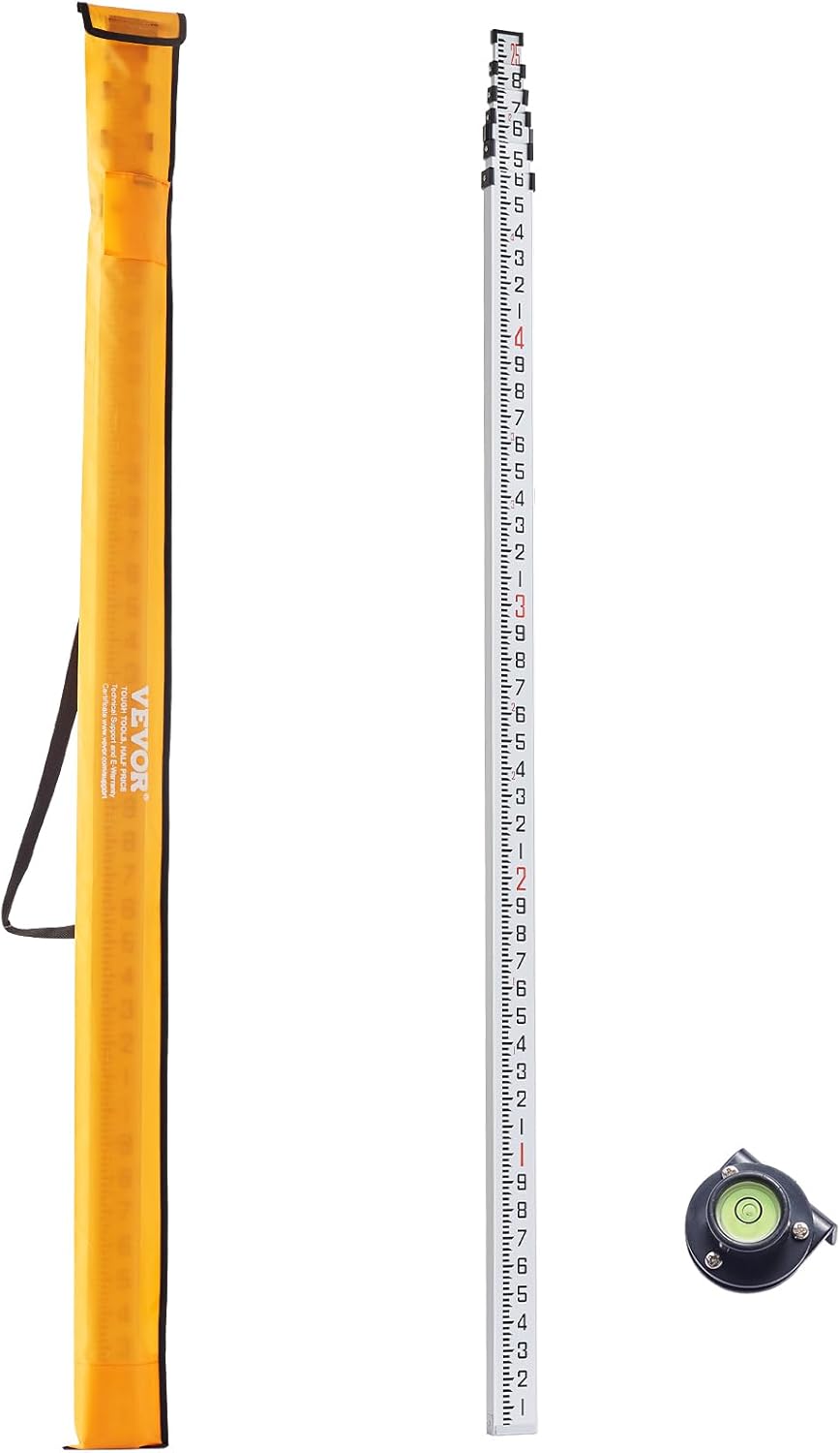 VEVOR Aluminum Grade Rod: 25ft Telescopic Measuring Tool