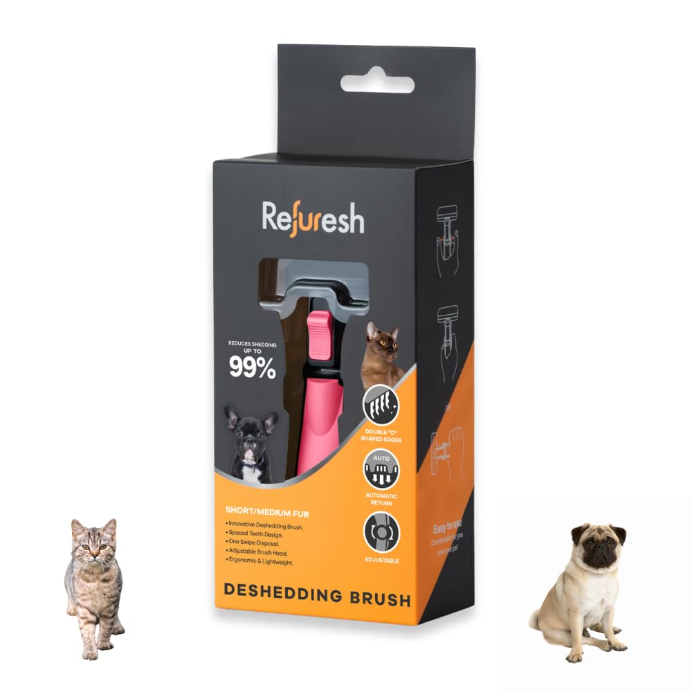 Refuresh Deshedding Dog Brush for Short/Medium Hair