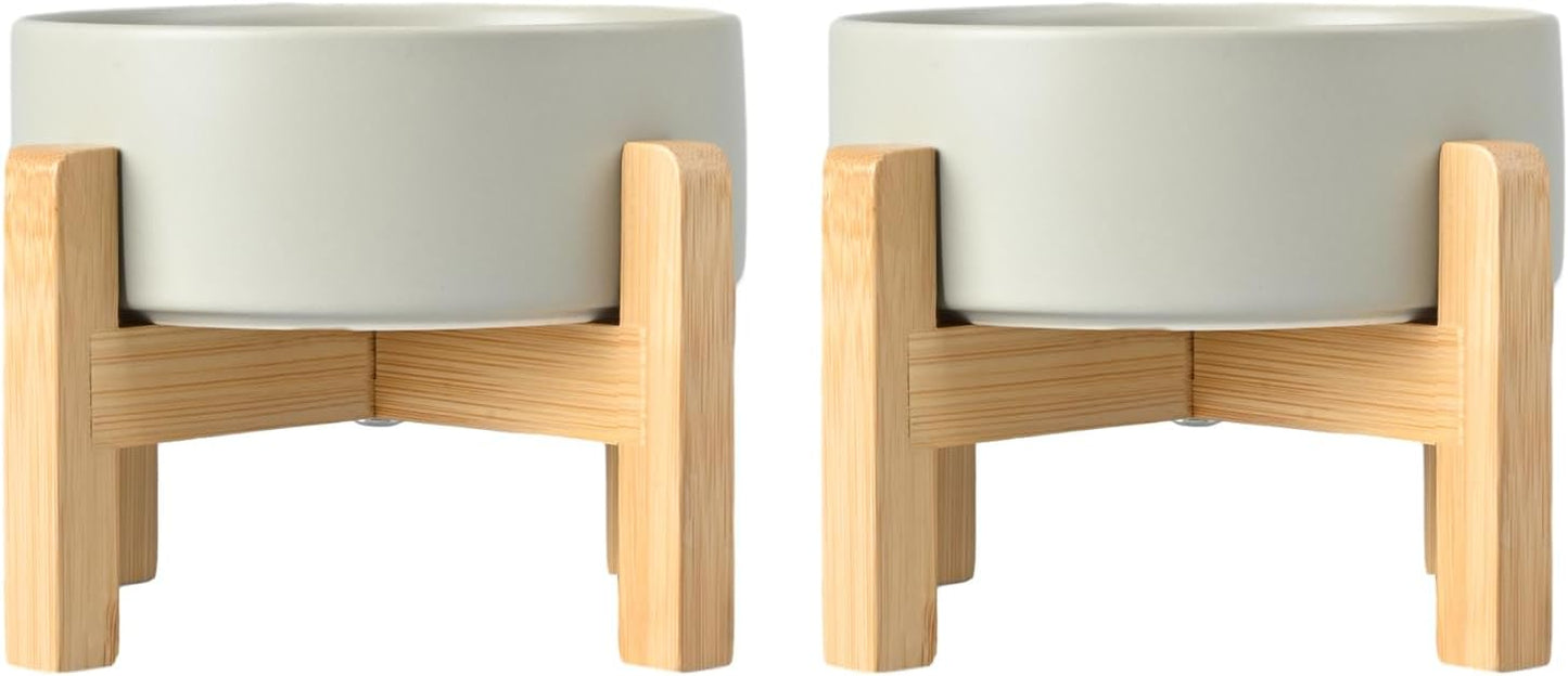 SPUNKYJUNKY Ceramic Elevated Dog Bowls for Large Dogs 2 Pack