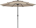 10 ft 3 Tier UV70+ LED Patio Umbrella with Solar Lights - Ventilated