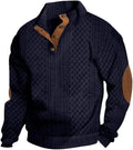 Men's Block Striped Stand Collar Sweatshirt - Quilted Polyester