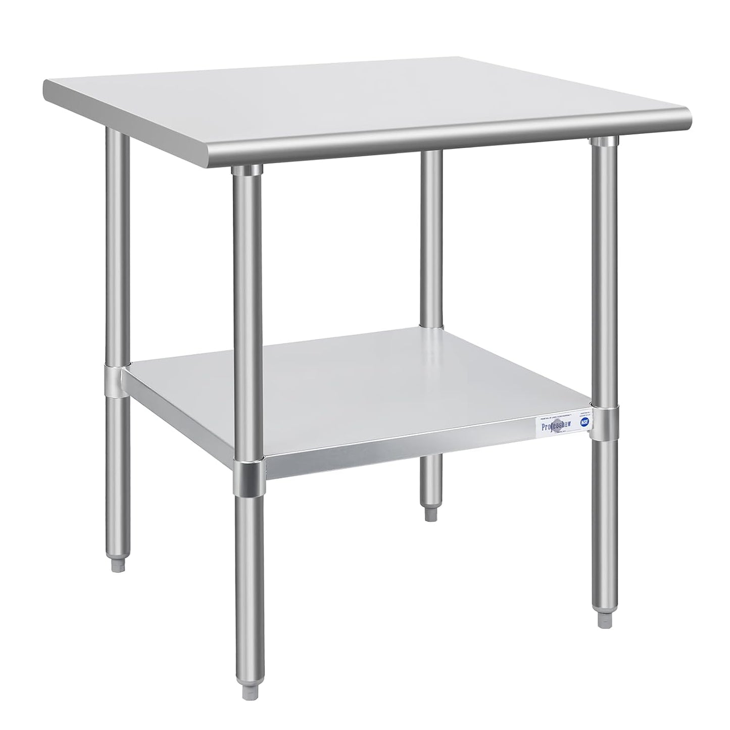 Profeeshaw Stainless Steel Prep Table for Kitchen 30x30 in