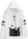 KPOP Women's Long Sleeve Cat Hoodie Sweatshirt - Cute Cat Ear Pullover