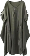 Minibee Women's Ruffle Oversize Casual Midi Dress with Pockets