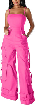 Womens Cargo Jumpsuit Sexy One Piece Outfit Wide Leg Romper - Stylish