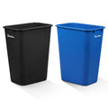 10 Gallon Trash Can Blue and Black Set - Space Saving Dual Bins