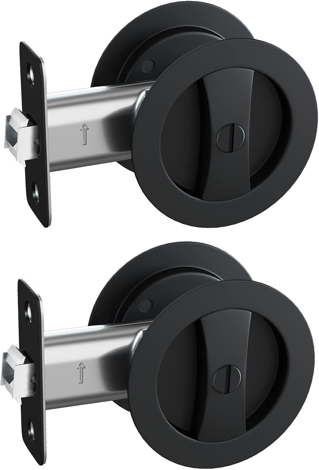 Matte Black Round Pocket Door Lock for Modern Interiors