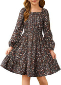 GRACE KARIN Girls Fall Dress Floral Long Sleeve Midi Style