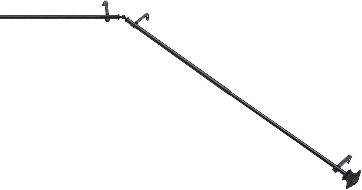 Kenney KN80709 3-in-1 Bay Window Curtain Rod - Adjustable Length & Sides, Black Finish