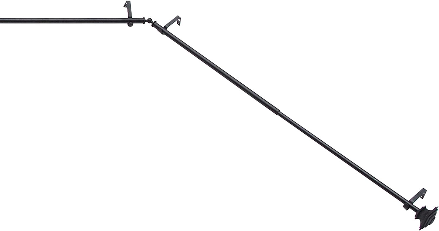 Kenney KN80709 3-in-1 Bay Window Curtain Rod - Adjustable Length & Sides, Black Finish