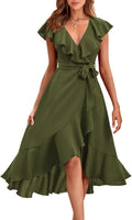 PRETTYGARDEN Women's 2025 Cross V Neck Midi Dress - Flowy Summer
