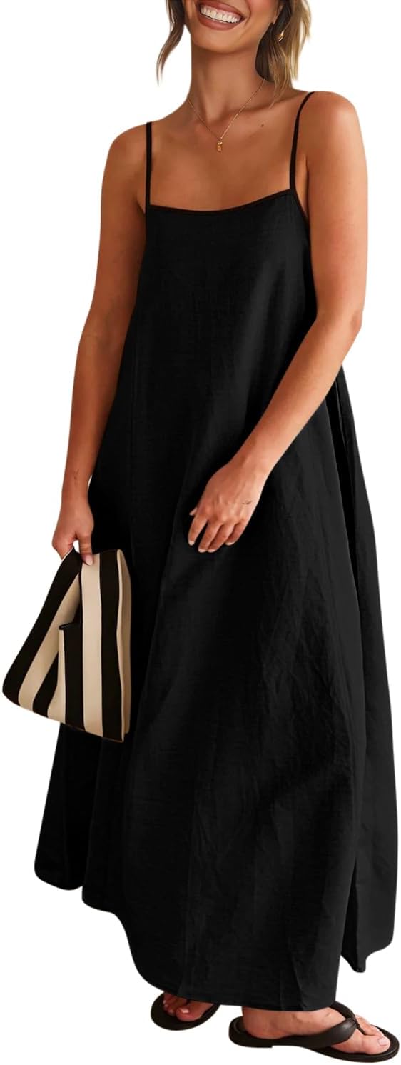 Senllen Women's Linen Dress: Flowy Sundress for Summer Fun
