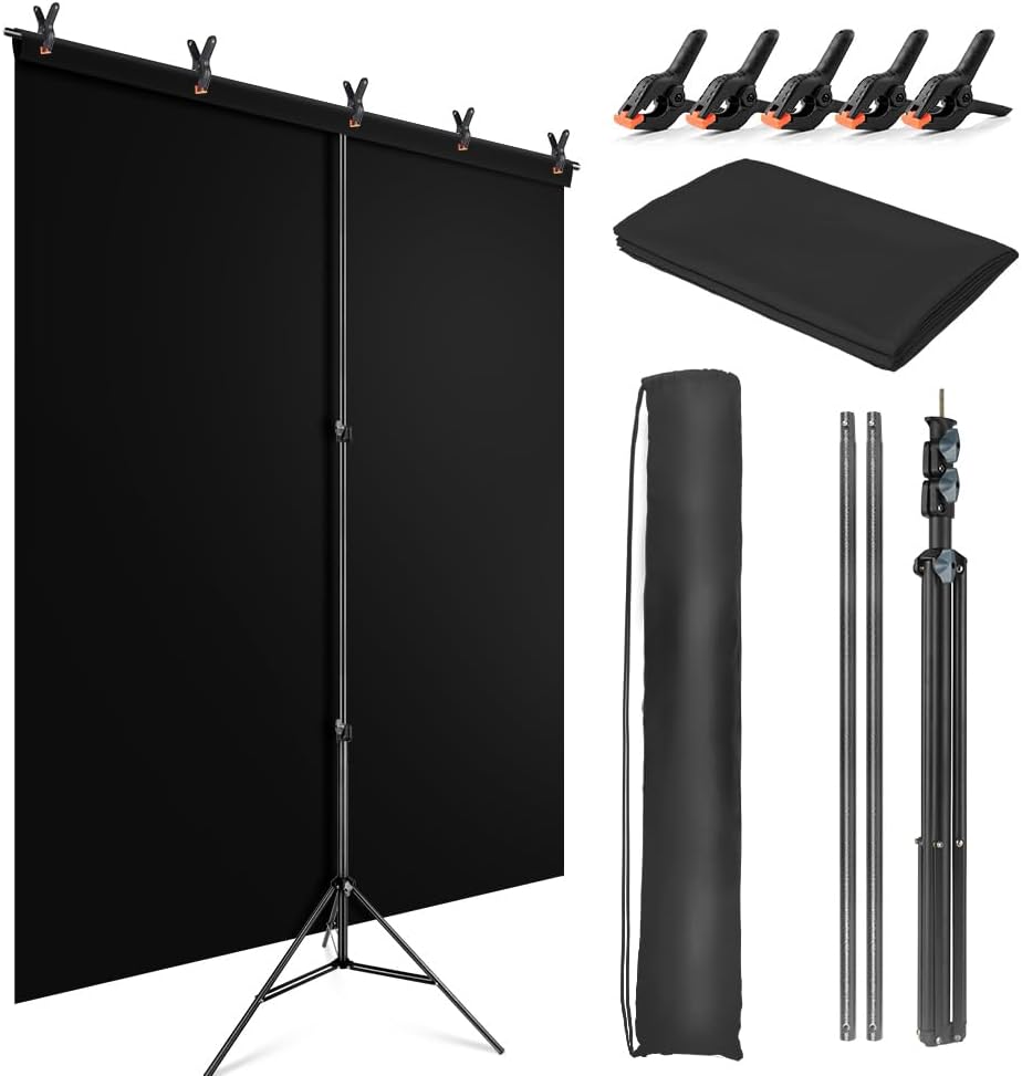 Black Backdrop Background with Stand for Stunning Photoshoots