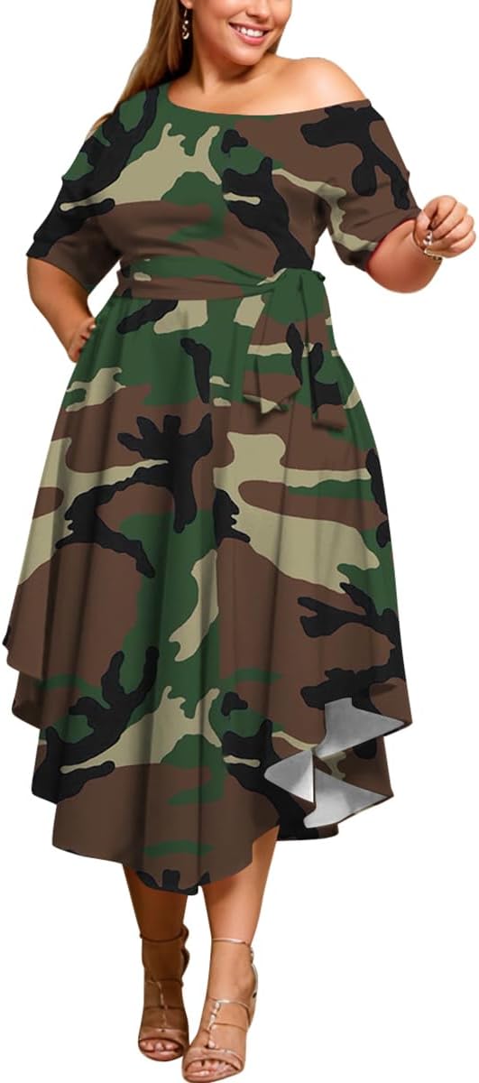 Plus Size Women Wedding Guest Dress Off Shoulder Midi Style