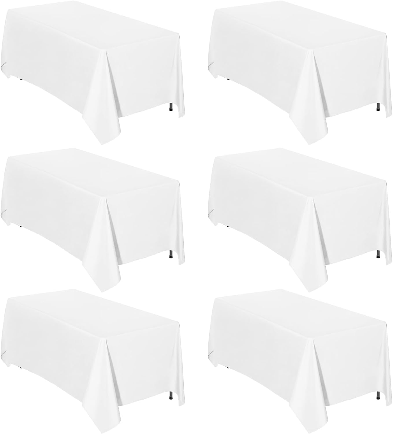 Easy-Going 6 Pack White Tablecloths for 8 Ft Rectangle Tables