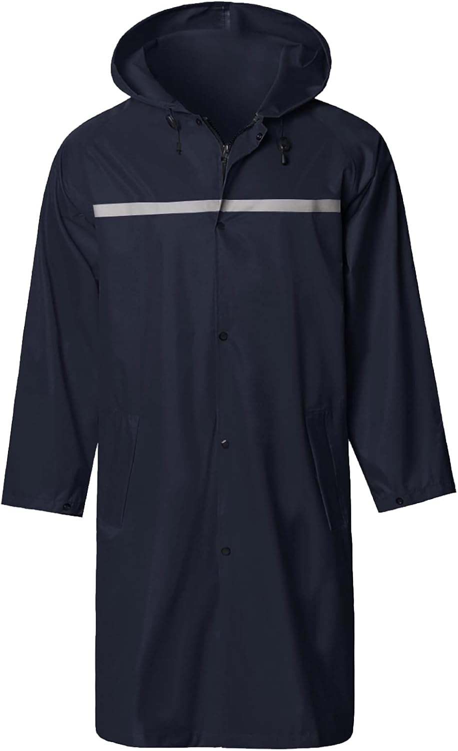 SaphiRose Mens Long Hooded Safety Rain Jacket for All Weather