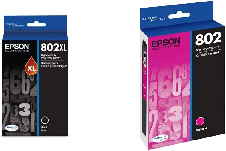Epson T802XL120 High Capacity Black & T802320 Magenta Ink Cartridges