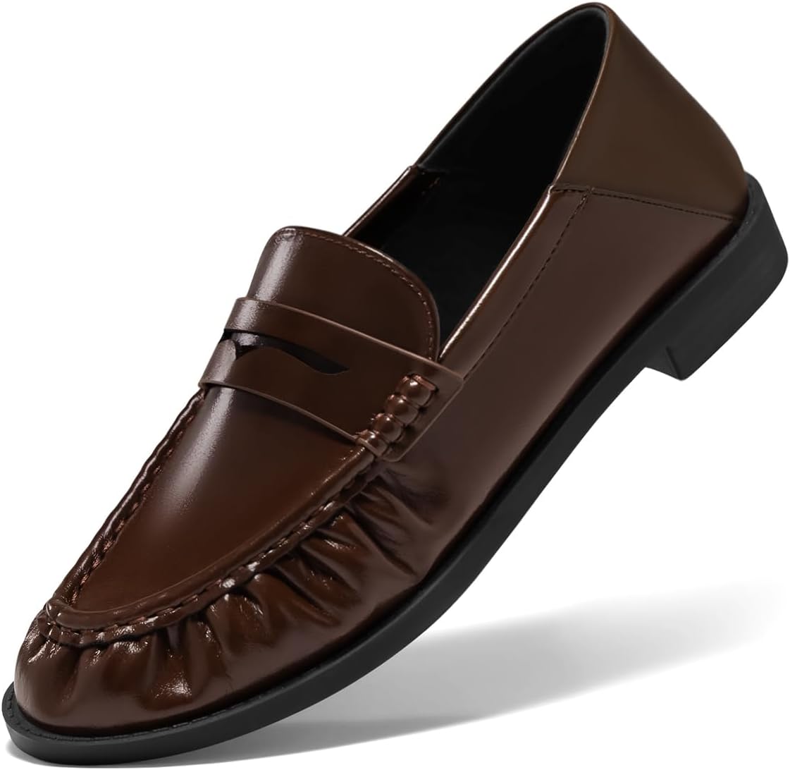 Coutgo Penny Loafers for Women - Comfortable Slip-On Shoes