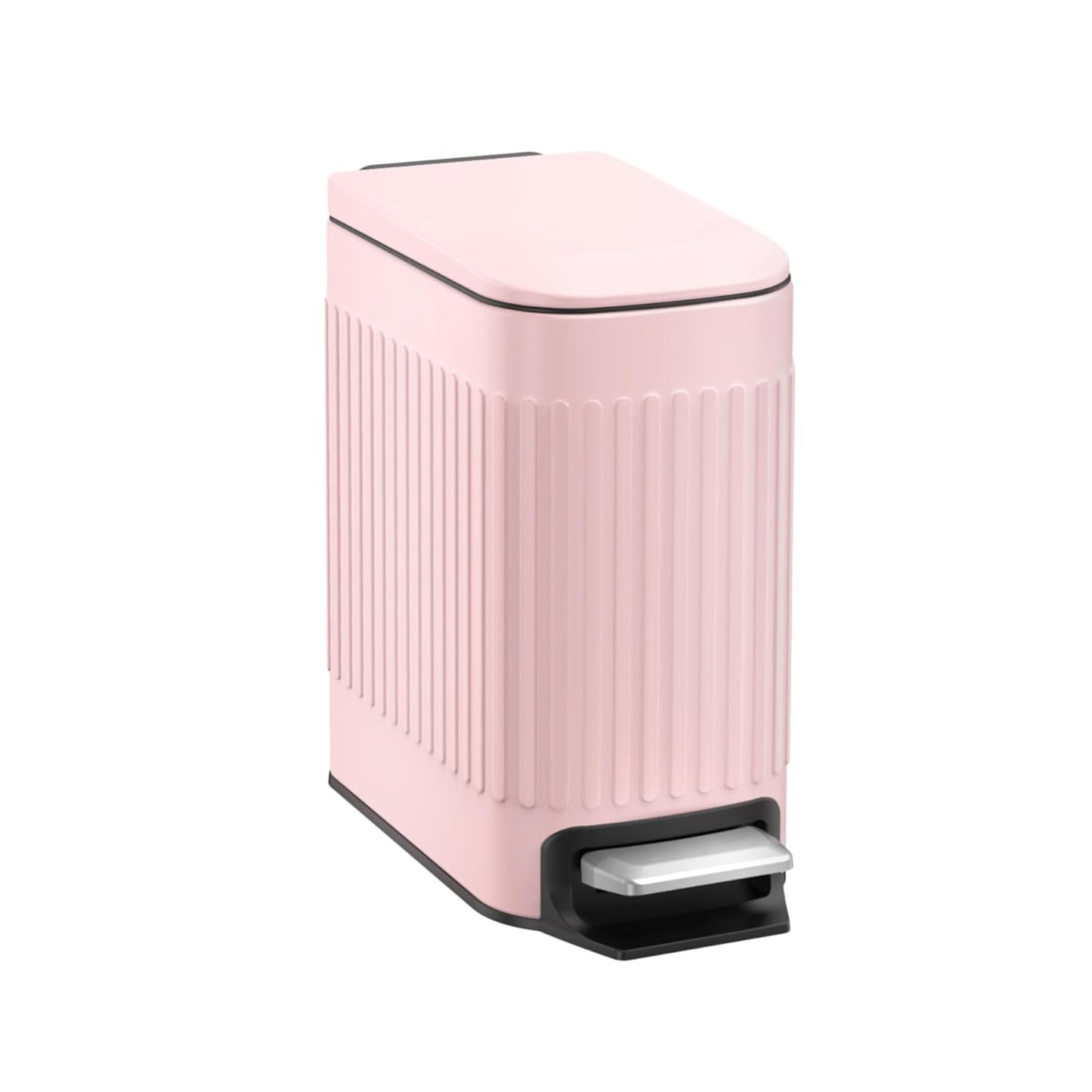 Pink Bathroom Trash Can with Lid - Cute Stainless Steel Wastebasket