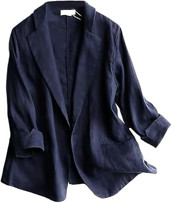 IDEALSANXUN Cotton Linen Blazer for Women - Lightweight Style