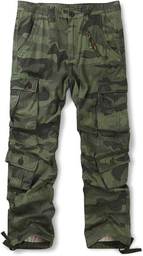 OCHENTA Men's Cotton Casual Cargo Pants for Tactical Comfort