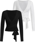 SweatyRocks Women's Pilates Wrap Top Long Sleeve - Soft, Stretchy Fit