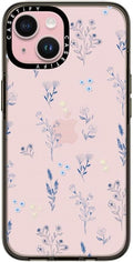 Small Blue Flowers Compact iPhone 15 Case - Clear Black