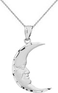 Claddagh Gold 925 Sterling Silver Crescent Moon Face Pendant Necklace