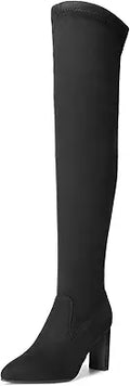DREAM PAIRS Over The Knee Stretch Thigh High Boots - Chunky Heel