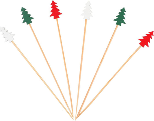 100pc Wooden Xmas Cocktail Picks - Festive Holiday Decor