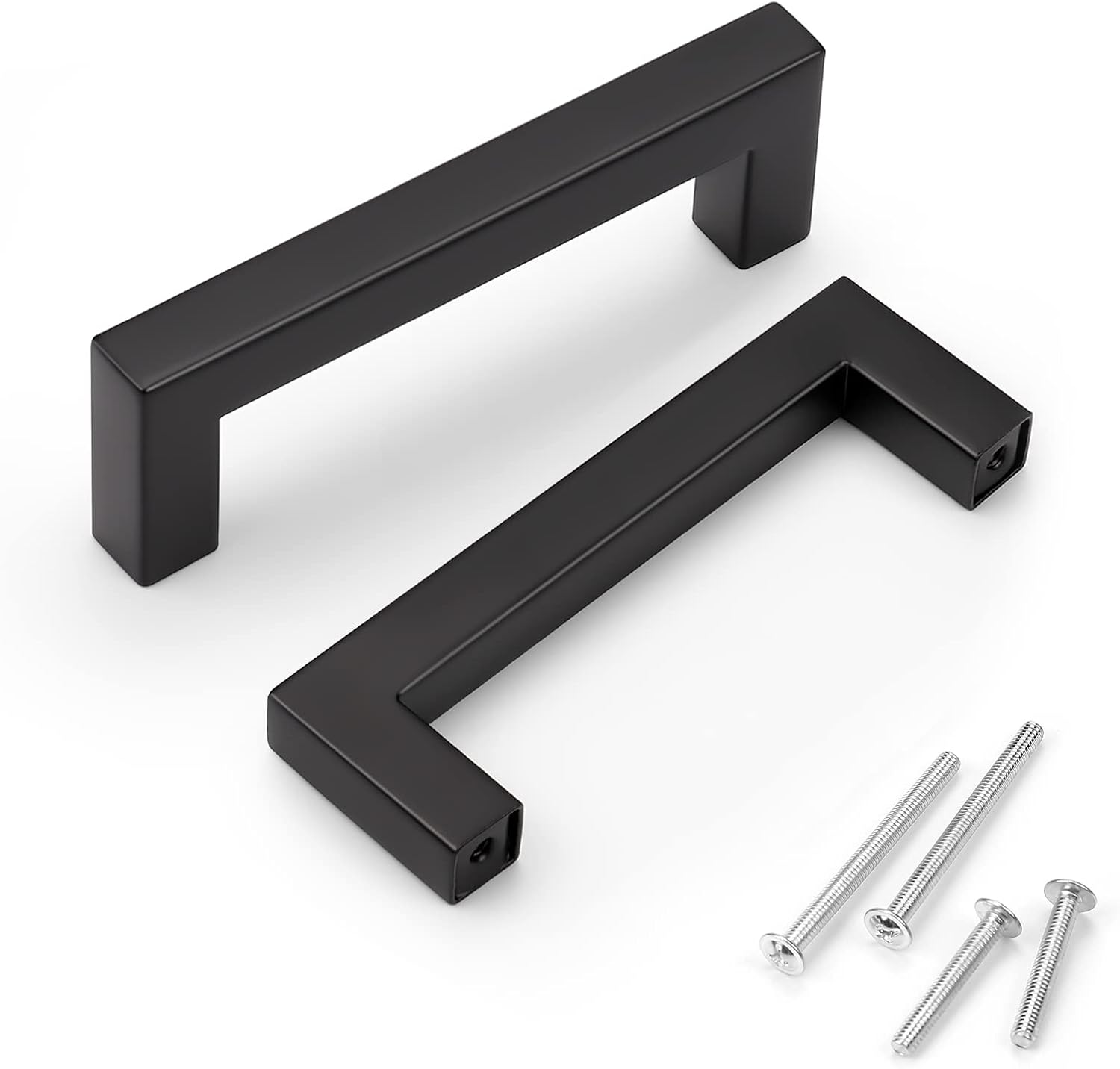 KNOBWELL 20 Pack Black 3-3/4 inch Square Bar Pulls for Cabinets