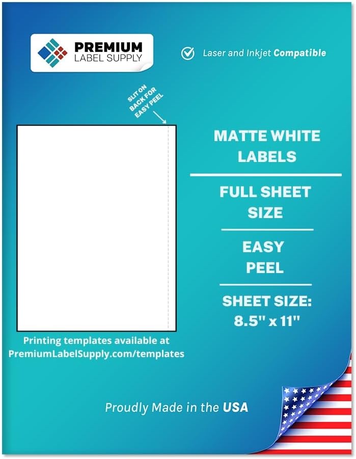 Premium Label Supply White Sticker Full Sheet Shipping Labels