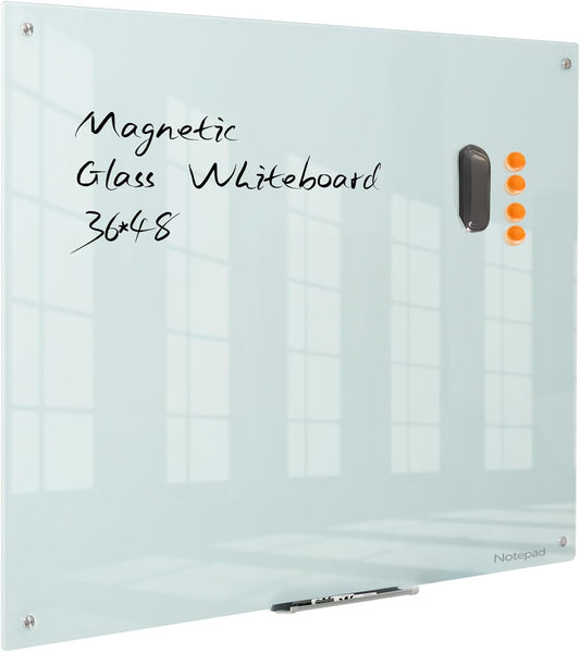Large Magnetic Glass Whiteboard - 48x36 - Office/Home/School