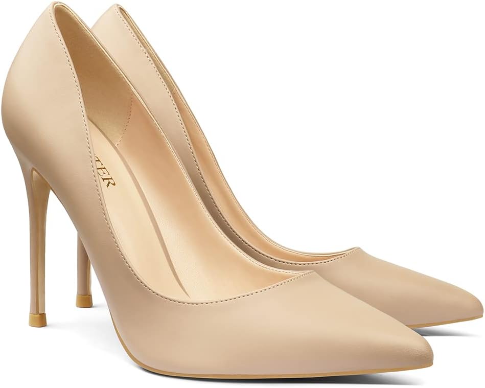 COLETER Women's 4 Inch Pumps Pointy Toe Wedding Dress Shoes