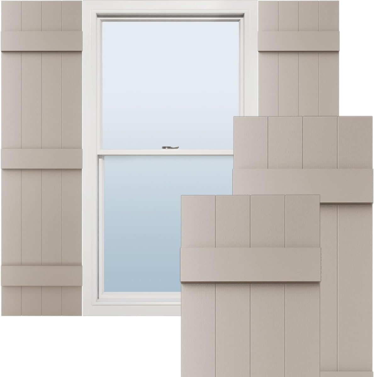 14W x 67H Lifetime Vinyl Board-n-Batten Shutters in Clay