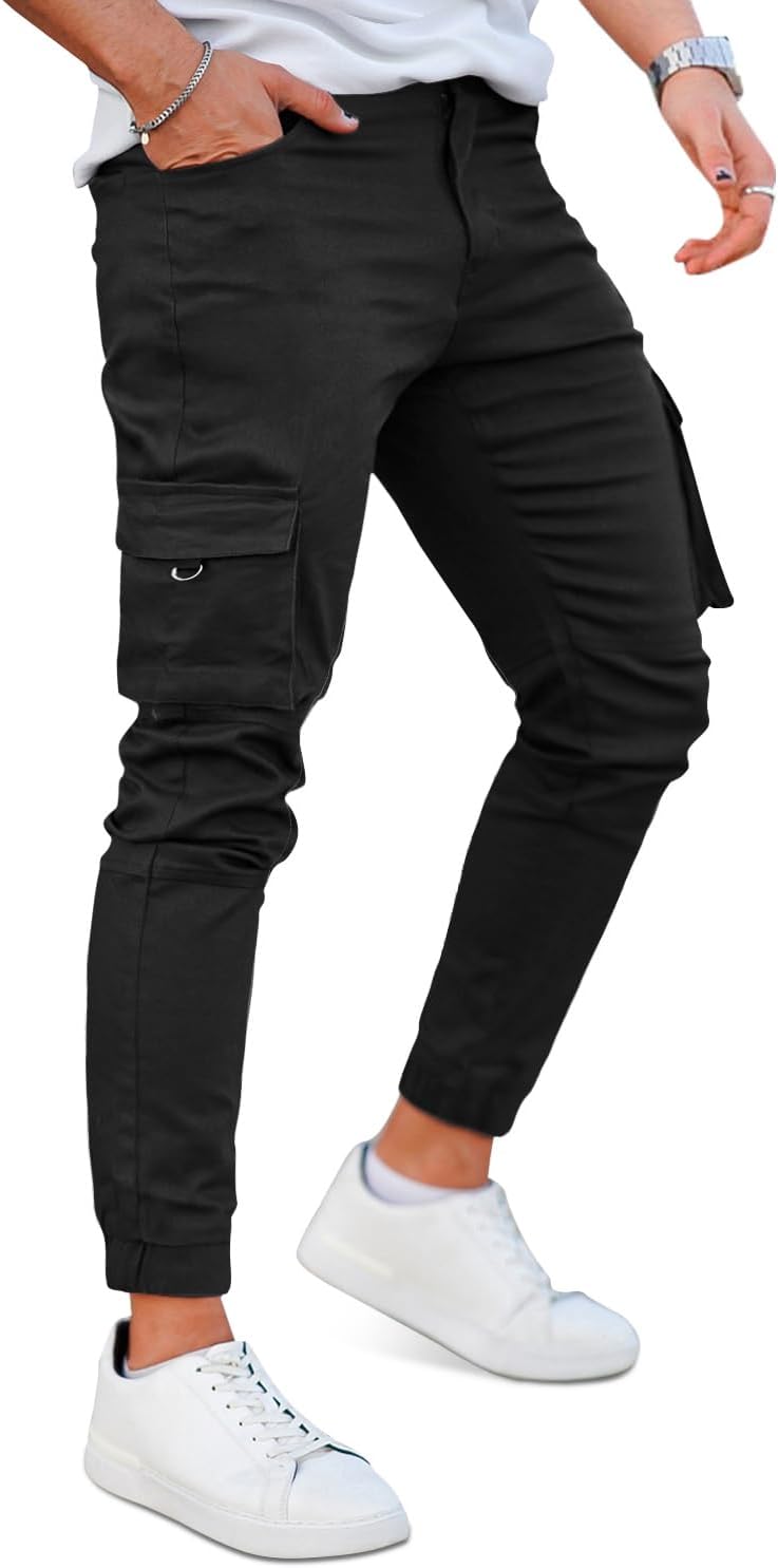 GINGTTO Mens Cargo Jogger Pants with Zipper Pockets for Comfort